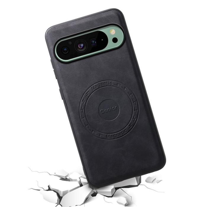 DENIOR - DENIOR D14 Google Pixel 9 / 9 Pro Fodral Äkta läder Svart