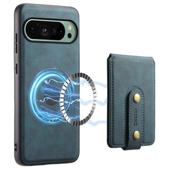 DENIOR - DENIOR D14 Google Pixel 9/9 Pro Fodral Äkta läder Blå