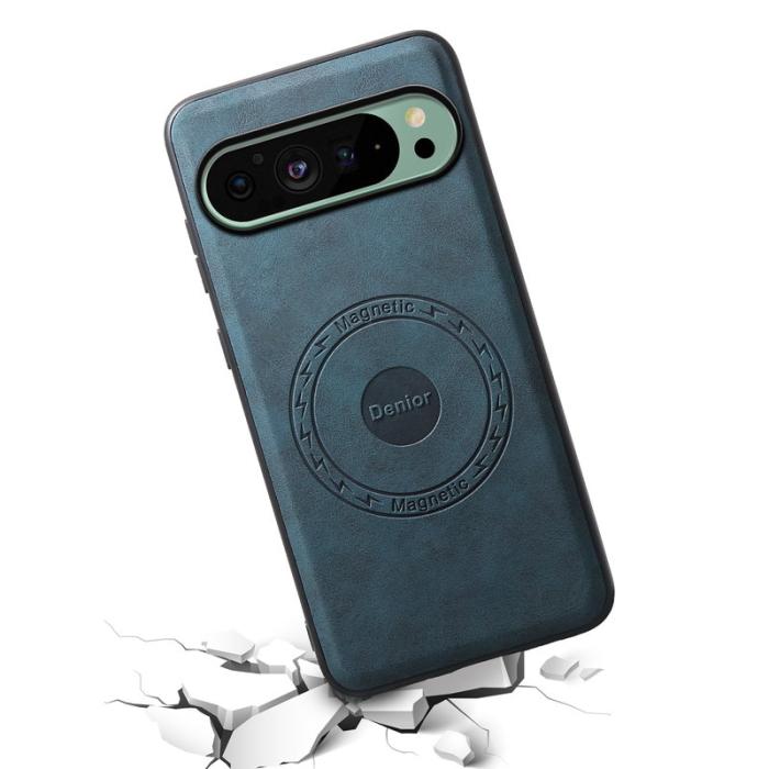 DENIOR - DENIOR D14 Google Pixel 9/9 Pro Fodral Äkta läder Blå