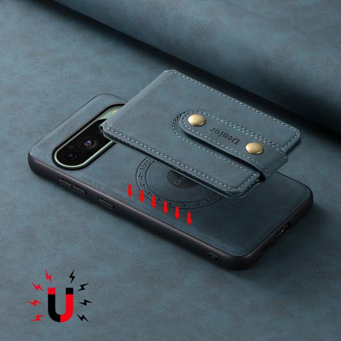 DENIOR - DENIOR D14 Google Pixel 9/9 Pro Fodral Äkta läder Blå