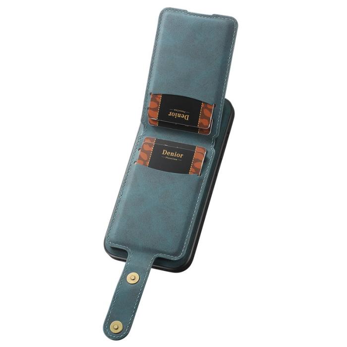 DENIOR - DENIOR D14 iPhone 13/14 Fodral Retro PU+PC+TPU Blå