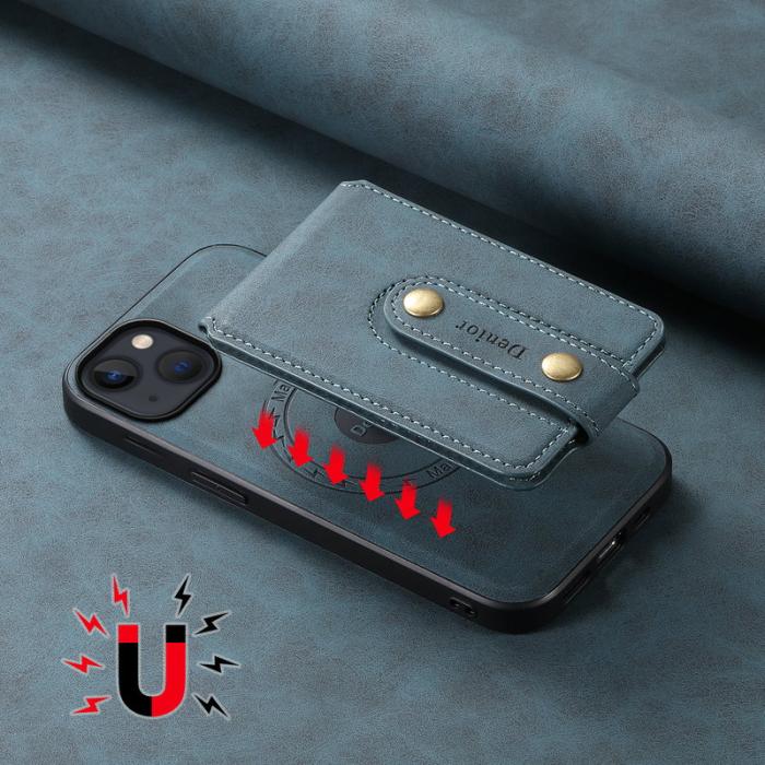 DENIOR - DENIOR D14 iPhone 13/14 Fodral Retro PU+PC+TPU Blå