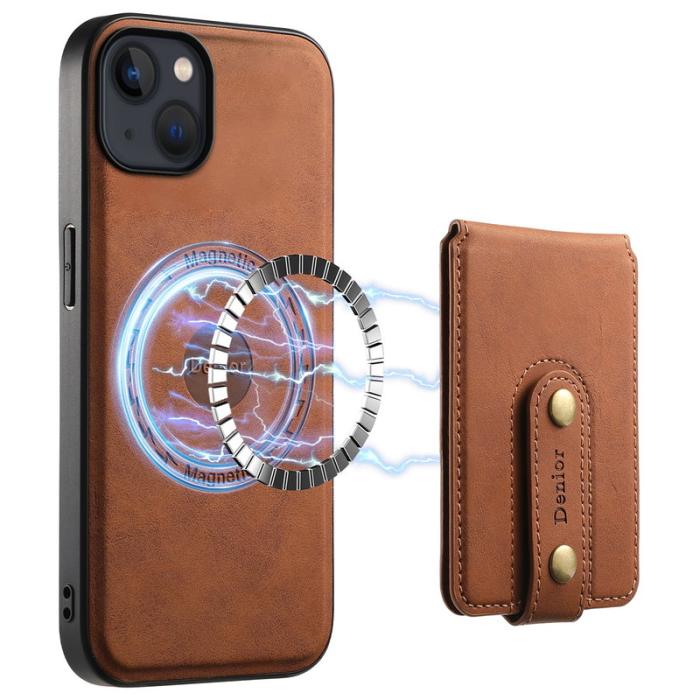 DENIOR - DENIOR D14 iPhone 13/14 Fodral Retro PU+PC+TPU Brun