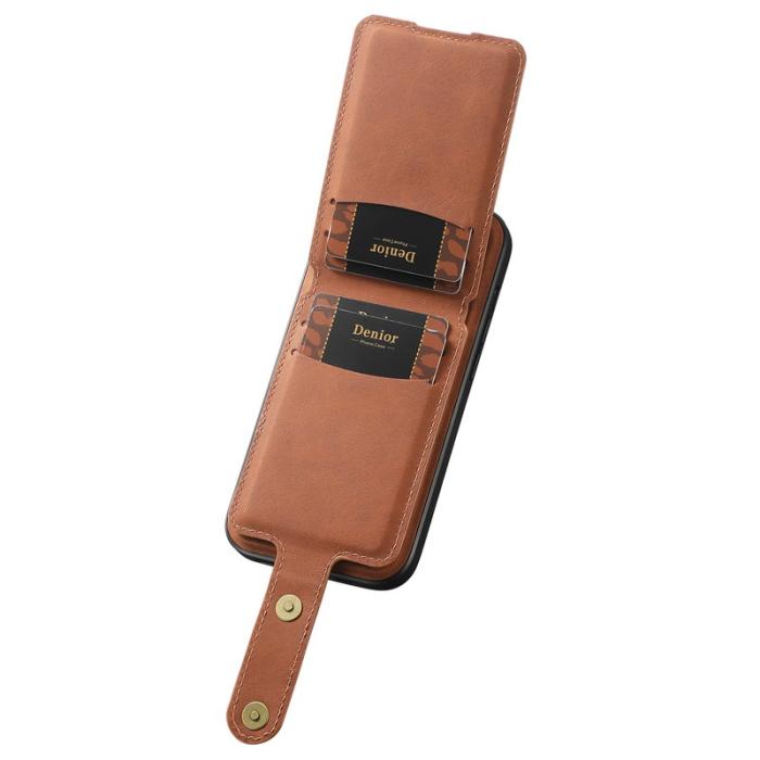 DENIOR - DENIOR D14 iPhone 13/14 Fodral Retro PU+PC+TPU Brun