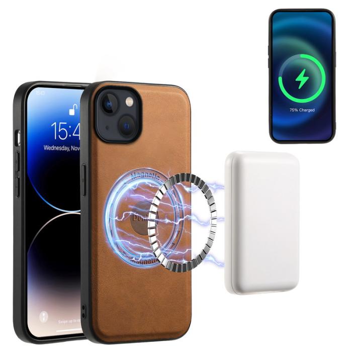 DENIOR - DENIOR D14 iPhone 13/14 Fodral Retro PU+PC+TPU Brun