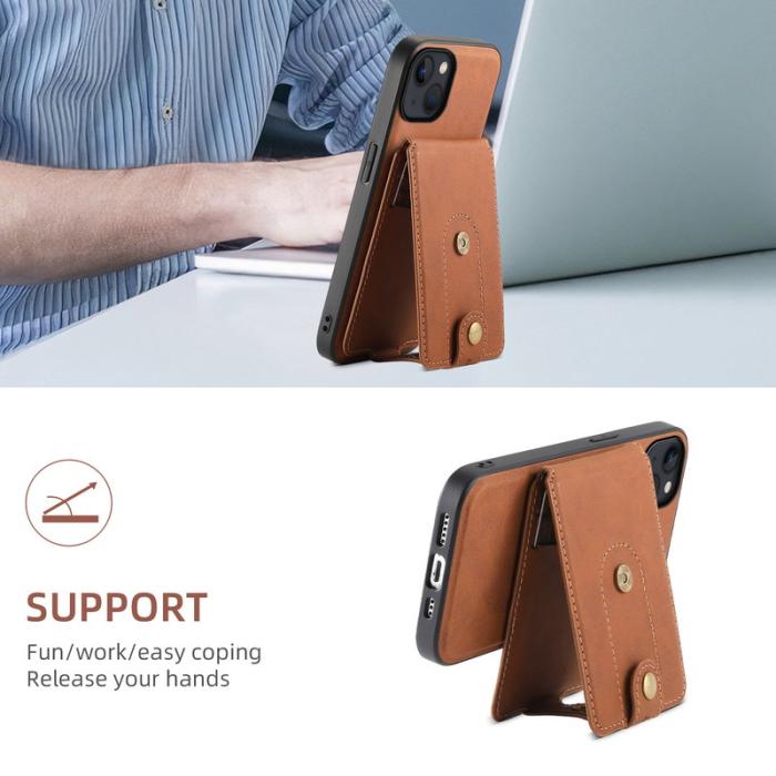 DENIOR - DENIOR D14 iPhone 13/14 Fodral Retro PU+PC+TPU Brun