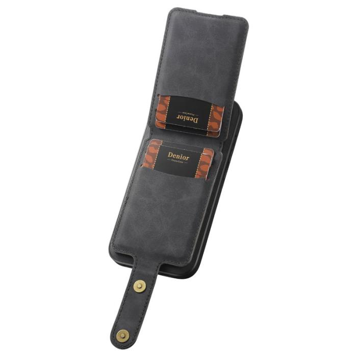 DENIOR - DENIOR D14 iPhone 13 Pro Fodral Äkta läder Kickstand Svart