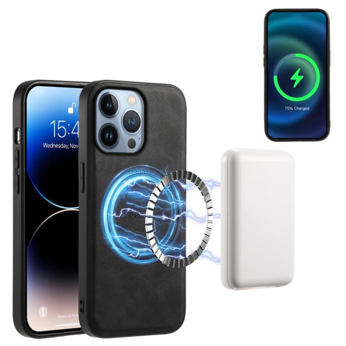 DENIOR - DENIOR D14 iPhone 13 Pro Fodral Äkta läder Kickstand Svart