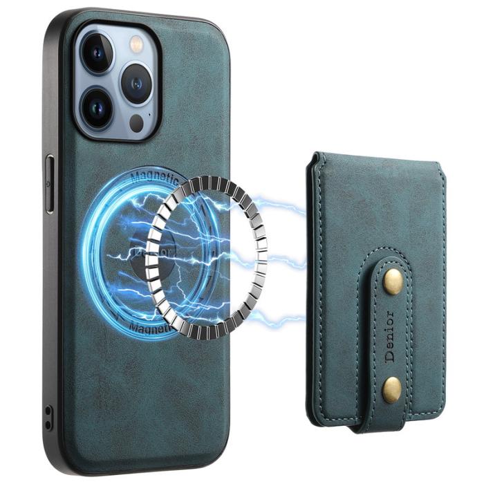 DENIOR - DENIOR D14 iPhone 13 Pro Fodral Äkta läder Kickstand Blå