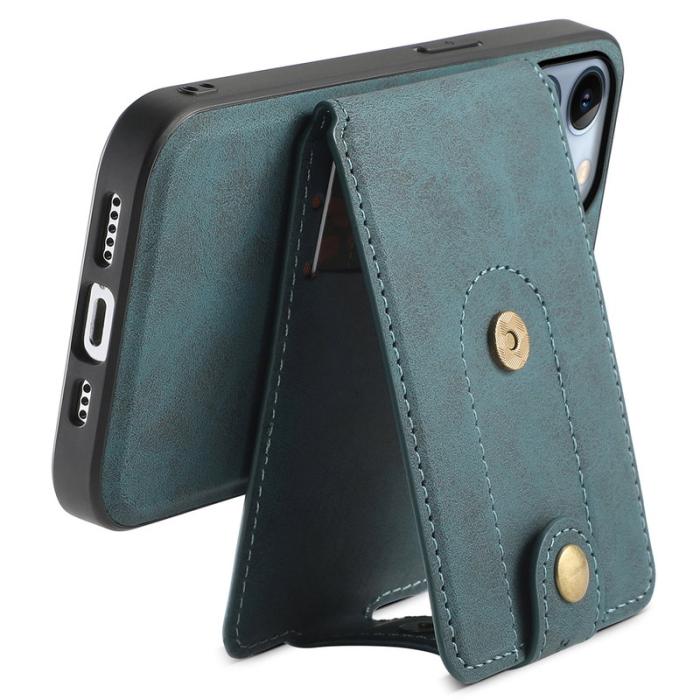 DENIOR - DENIOR D14 iPhone 13 Pro Fodral Äkta läder Kickstand Blå