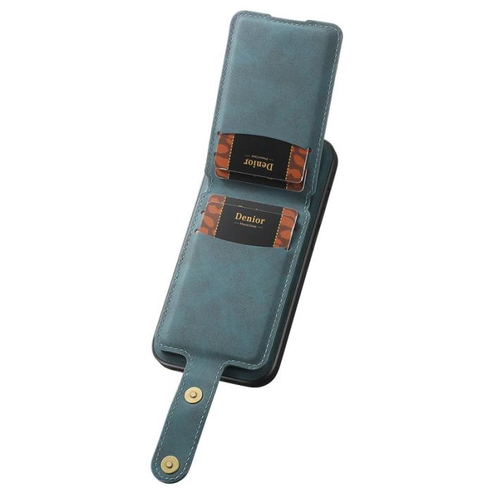 DENIOR - DENIOR D14 iPhone 13 Pro Fodral Äkta läder Kickstand Blå