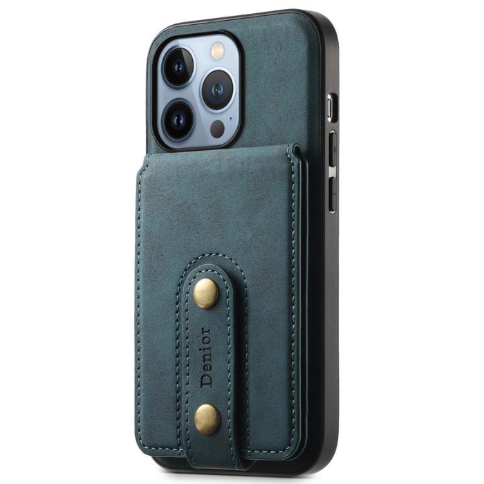 DENIOR - DENIOR D14 iPhone 13 Pro Fodral Äkta läder Kickstand Blå