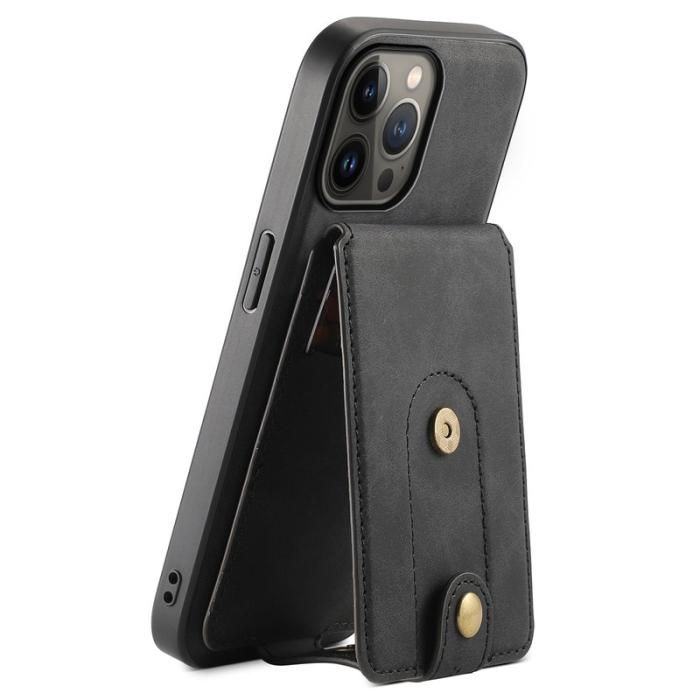DENIOR - DENIOR D14 iPhone 13 Pro Max Magnetfodral Läder + PC + TPU - Svart