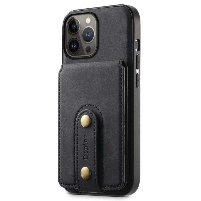 DENIOR - DENIOR D14 iPhone 13 Pro Max Magnetfodral Läder + PC + TPU - Svart