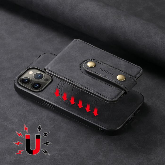 DENIOR - DENIOR D14 iPhone 13 Pro Max Magnetfodral Läder + PC + TPU - Svart
