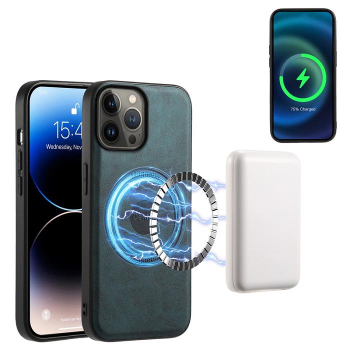 DENIOR - DENIOR D14 iPhone 13 Pro Max Fodral Läder + PC + TPU Blå