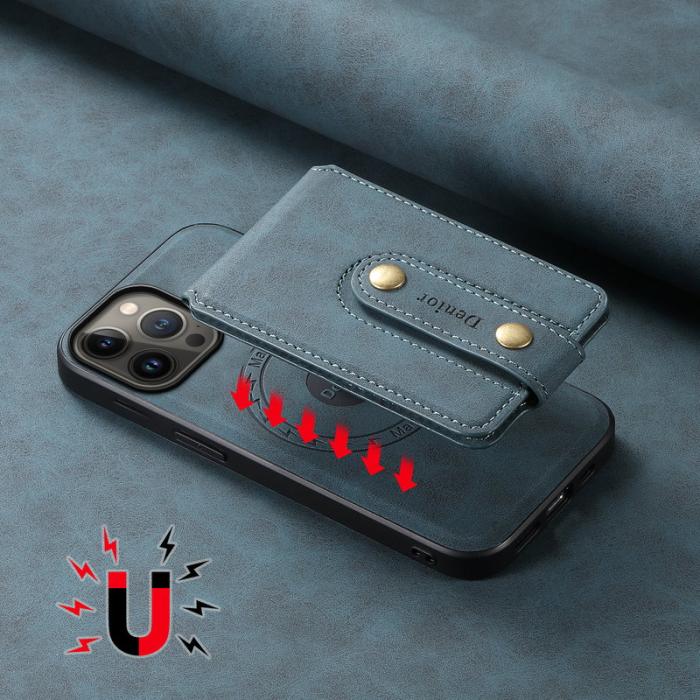 DENIOR - DENIOR D14 iPhone 13 Pro Max Fodral Läder + PC + TPU Blå