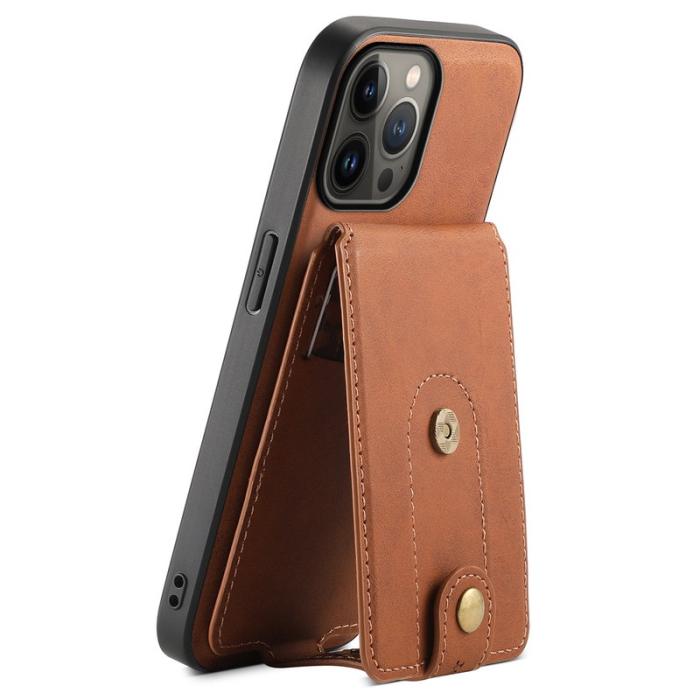 DENIOR - DENIOR D14 iPhone 13 Pro Max Magnetiskt Fodral Läder+PC+TPU Brun