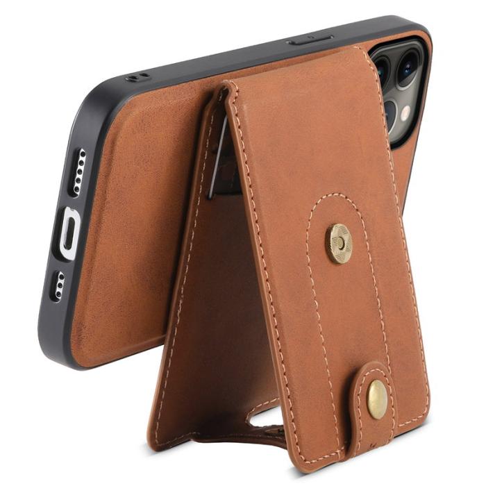 DENIOR - DENIOR D14 iPhone 13 Pro Max Magnetiskt Fodral Läder+PC+TPU Brun