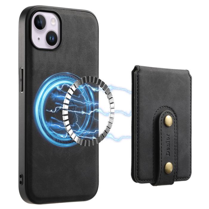 DENIOR - DENIOR D14 iPhone 14 Plus Fodral Läder + TPU + PC Svart