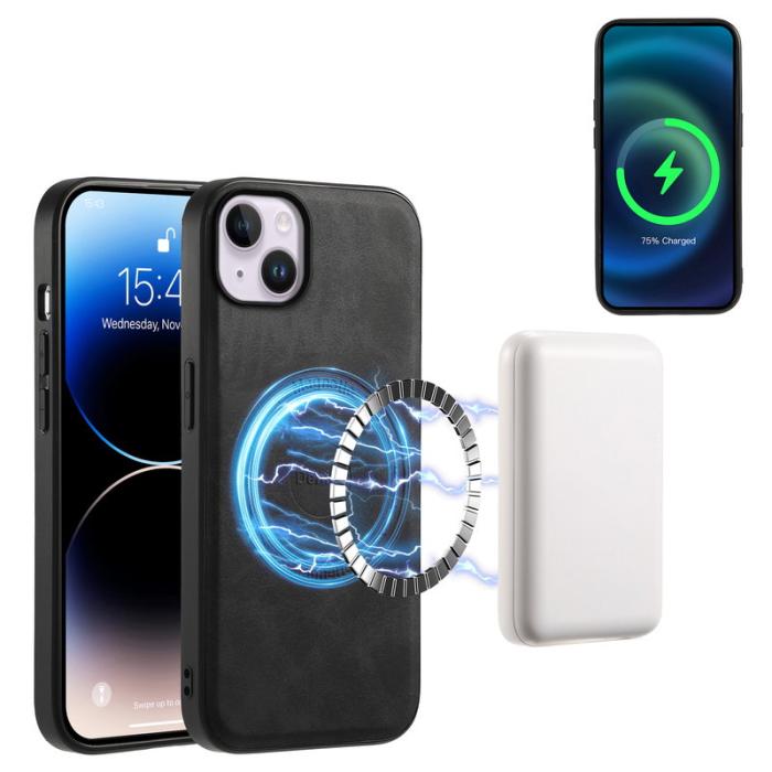 DENIOR - DENIOR D14 iPhone 14 Plus Fodral Läder + TPU + PC Svart