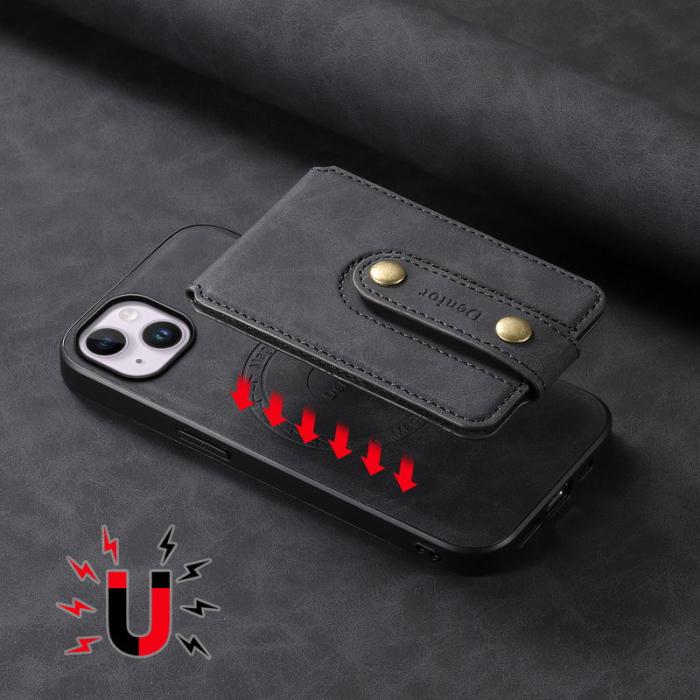 DENIOR - DENIOR D14 iPhone 14 Plus Fodral Läder + TPU + PC Svart