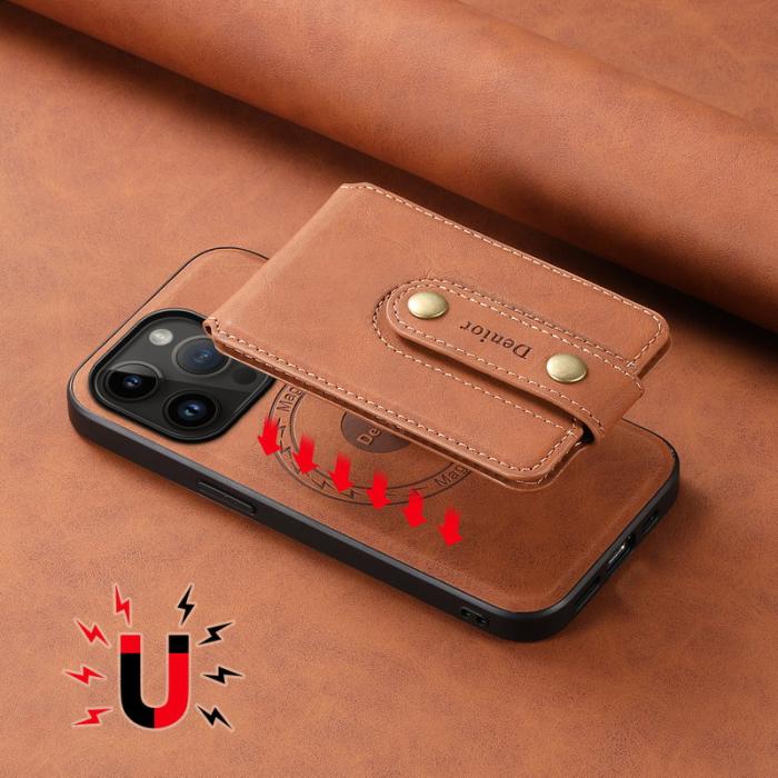 DENIOR - DENIOR D14 iPhone 14 Pro Fodral Retro Läder PC+TPU Brun