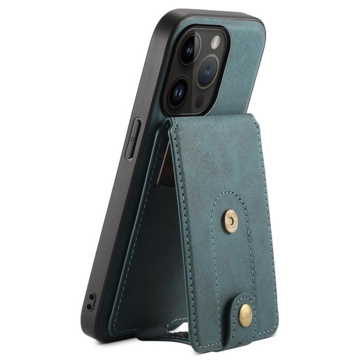 DENIOR - DENIOR D14 iPhone 14 Pro Fodral Retro Läder PC+TPU Grön