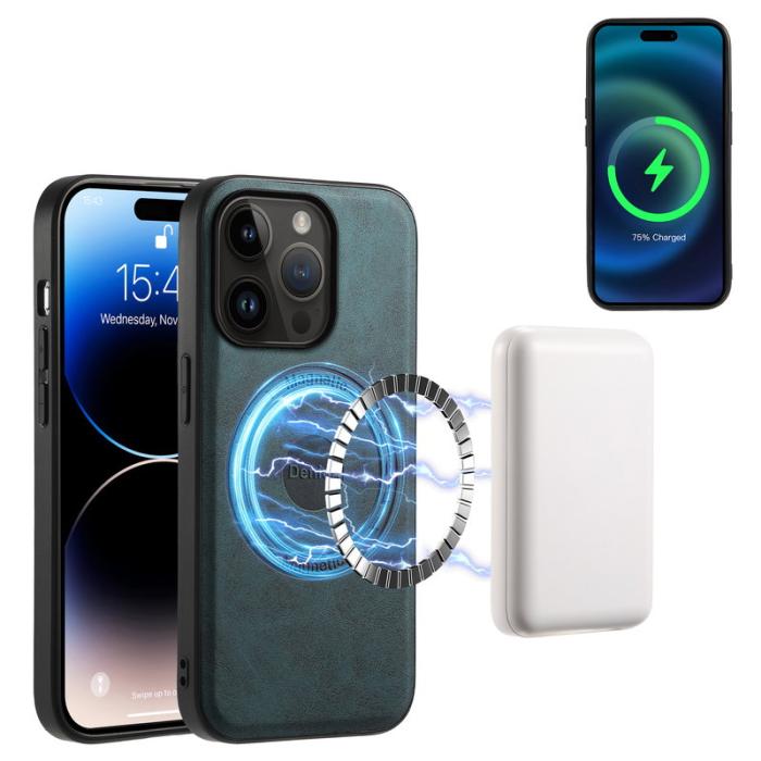 DENIOR - DENIOR D14 iPhone 14 Pro Fodral Retro Läder PC+TPU Grön