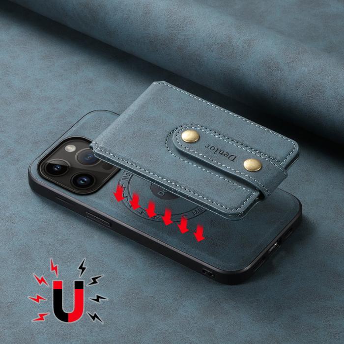 DENIOR - DENIOR D14 iPhone 14 Pro Fodral Retro Läder PC+TPU Grön