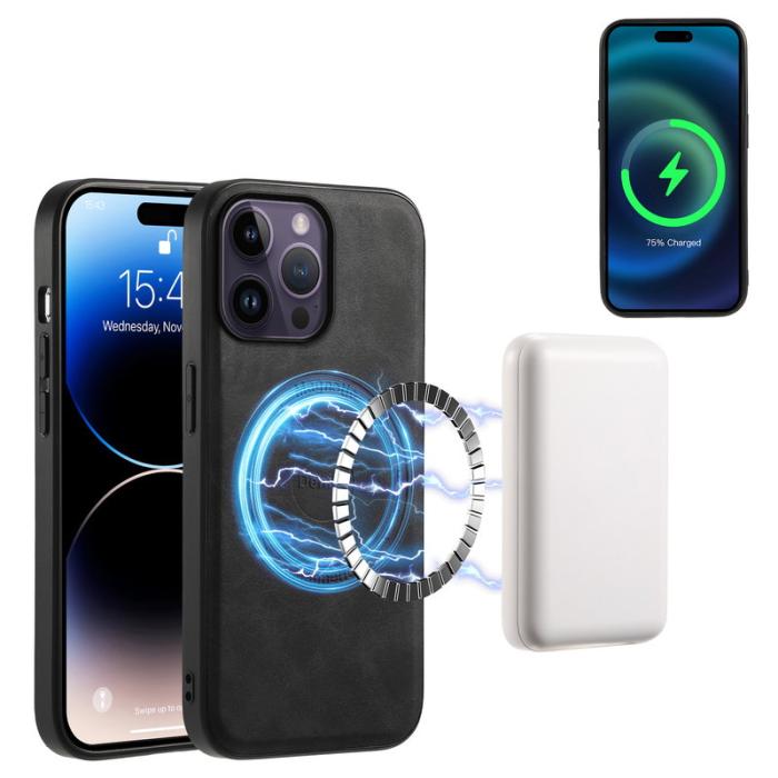 DENIOR - DENIOR D14 iPhone 14 Pro Max Skal Magnetiskt Läder Svart