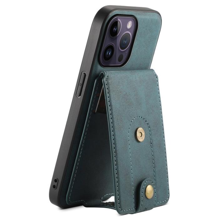 DENIOR - DENIOR D14 iPhone 14 Pro Max Skal Magnetiskt Läder - Blå