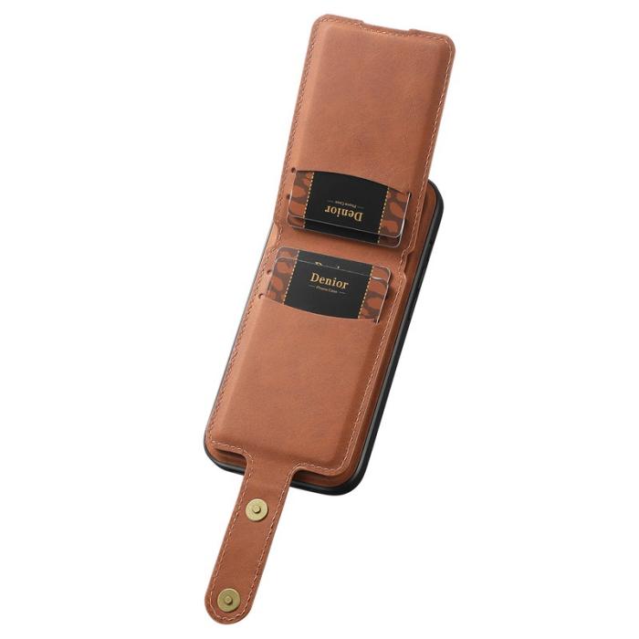 DENIOR - DENIOR D14 iPhone 14 Pro Max Skal Magnetiskt Läder - Brun