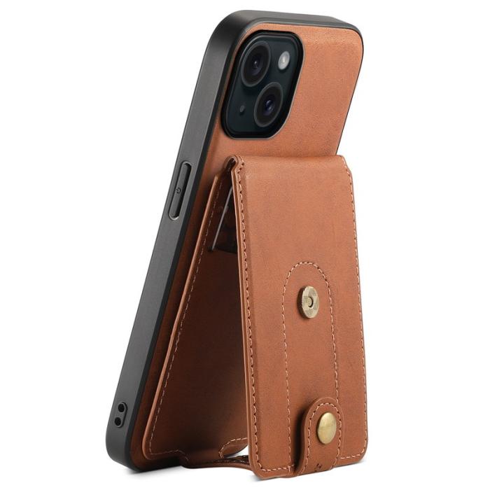 DENIOR - DENIOR D14 iPhone 15 Magnetiskt Fodral Retro Läder TPU PC Brun