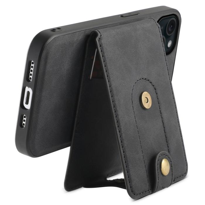 DENIOR - DENIOR D14 iPhone 15 Plus Skal Äkta Läder Retro Svart