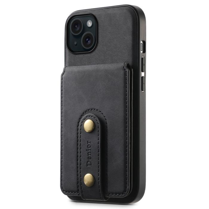DENIOR - DENIOR D14 iPhone 15 Plus Skal Äkta Läder Retro Svart