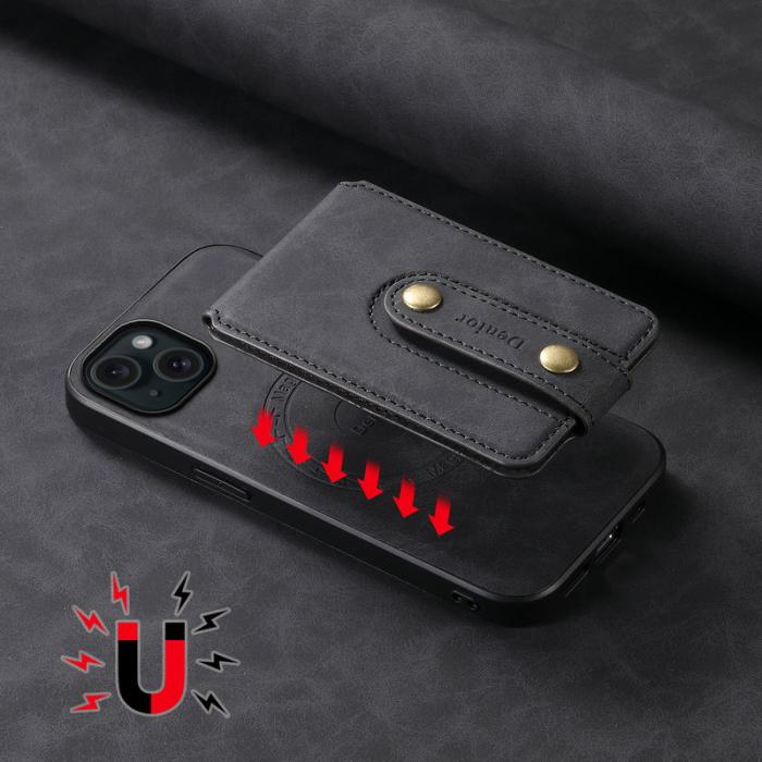 DENIOR - DENIOR D14 iPhone 15 Plus Skal Äkta Läder Retro Svart