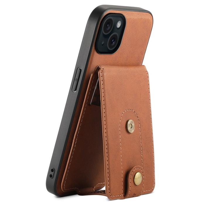 DENIOR - DENIOR D14 iPhone 15 Plus Skal Äkta Läder Retro - Brun