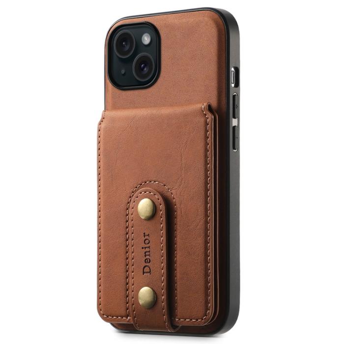 DENIOR - DENIOR D14 iPhone 15 Plus Skal Äkta Läder Retro - Brun