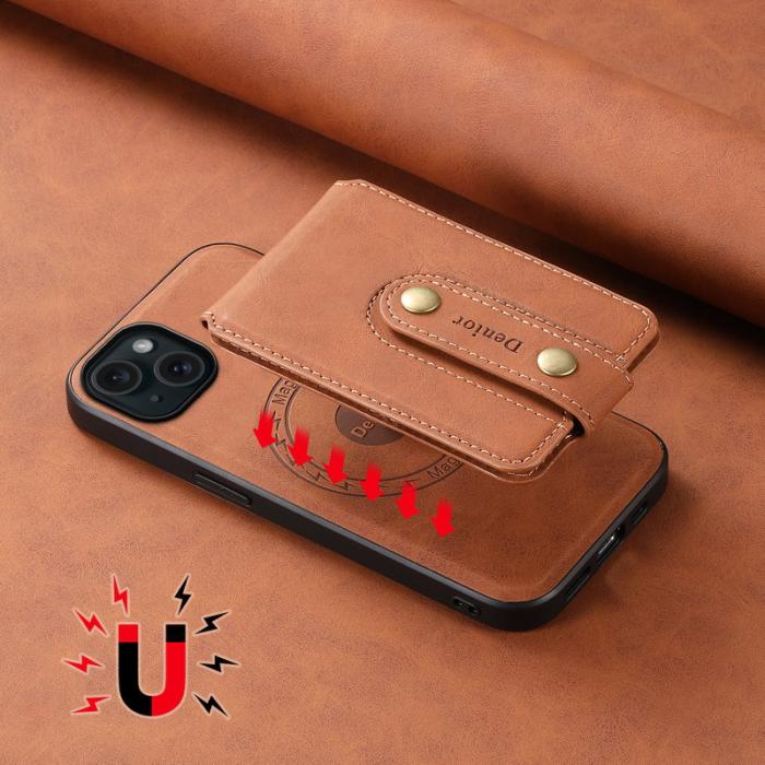 DENIOR - DENIOR D14 iPhone 15 Plus Skal Äkta Läder Retro - Brun