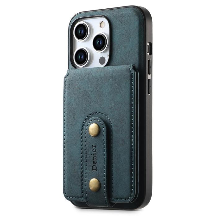 DENIOR - DENIOR D14 iPhone 15 Pro Kortfodral MagSafe PU+TPU+PC Blå