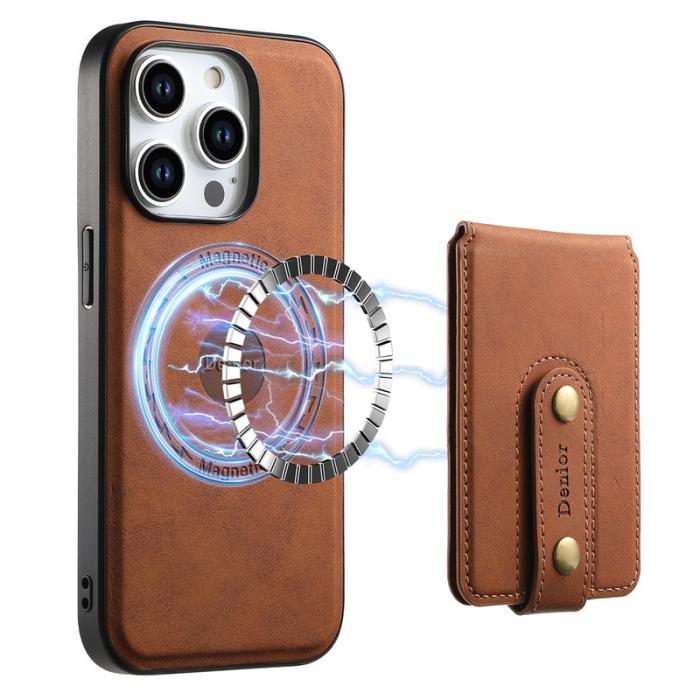 DENIOR - DENIOR D14 iPhone 15 Pro Max Fodral Retro Textur PU+TPU+PC Brun