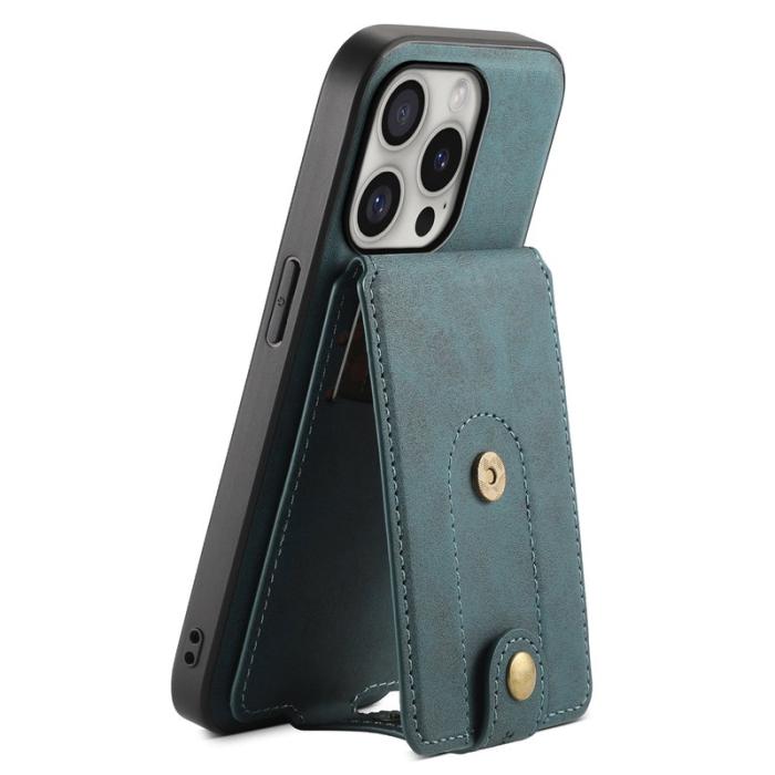 DENIOR - DENIOR D14 iPhone 16 Pro Max Skal Läder+PC+TPU Blå