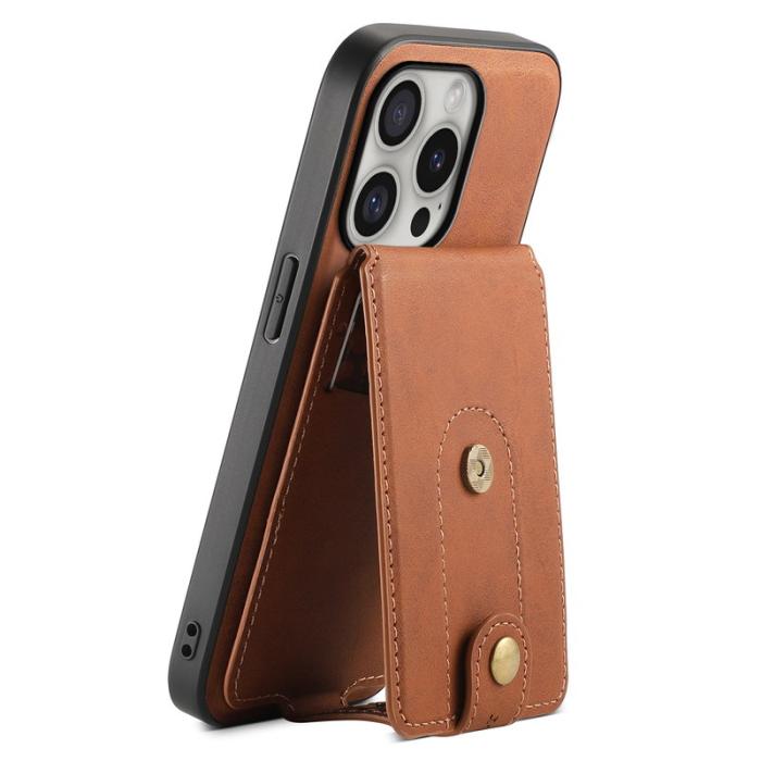 DENIOR - DENIOR D14 iPhone 16 Pro Max Skal Läder+PC+TPU Brun