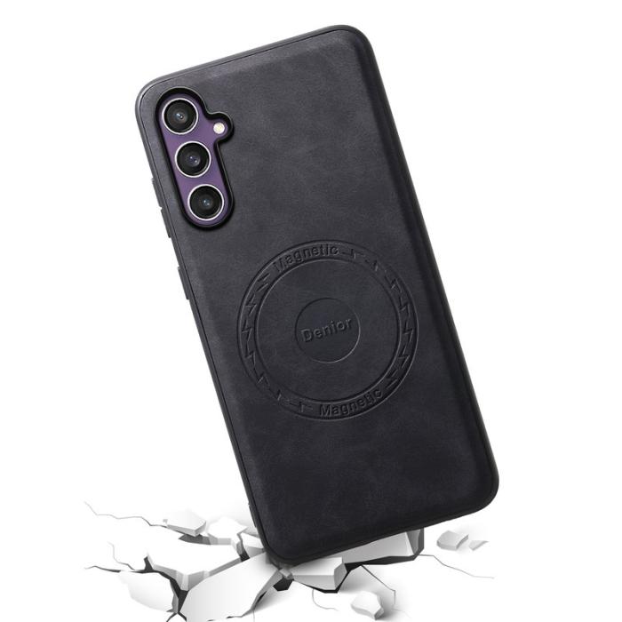 DENIOR - DENIOR D14 Samsung Galaxy S23 FE Fodral Äkta läder Svart