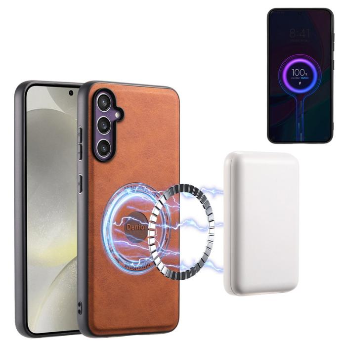 DENIOR - DENIOR D14 Samsung Galaxy S23 FE Fodral Äkta läder Brun