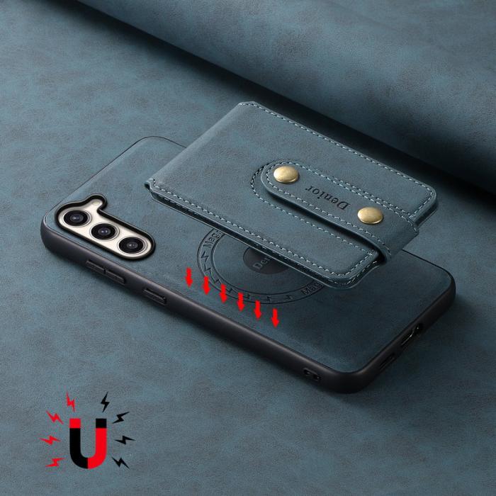 DENIOR - DENIOR D14 Samsung Galaxy S23 Plus Fodral Äkta läder Blå