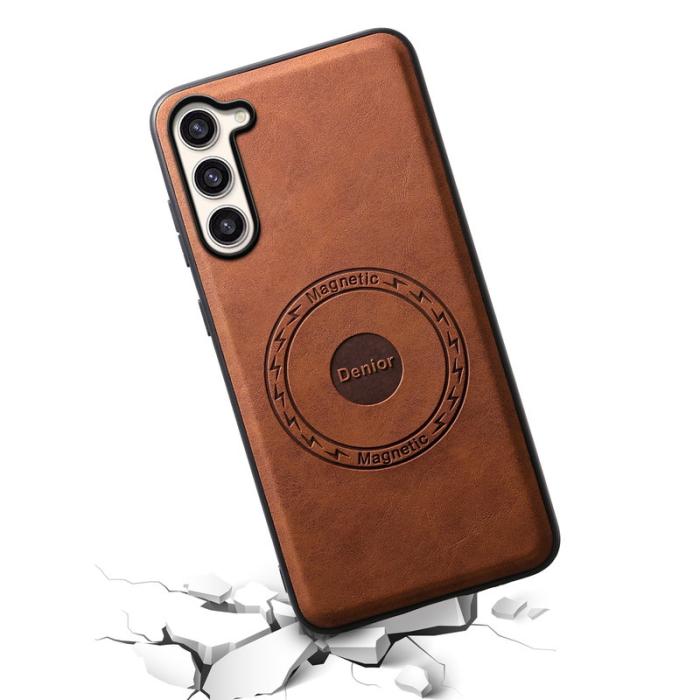 DENIOR - DENIOR D14 Samsung Galaxy S23 Plus Fodral Äkta läder Brun