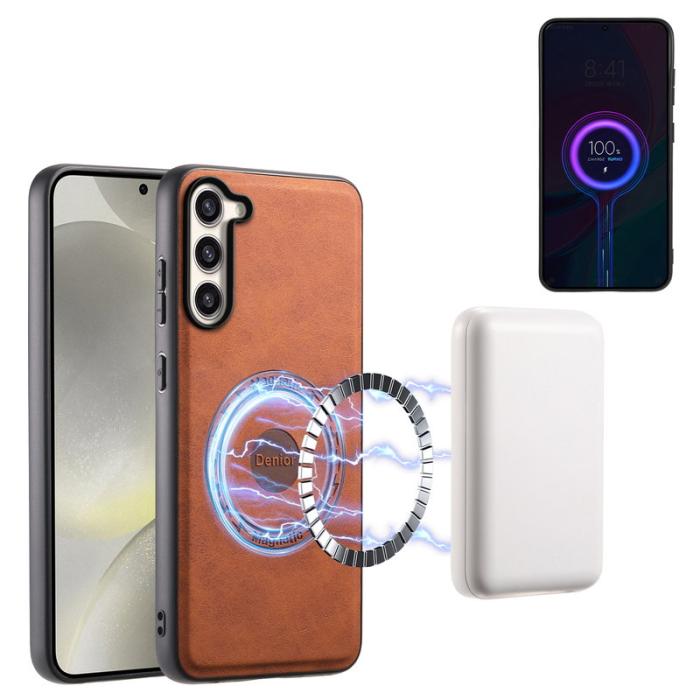 DENIOR - DENIOR D14 Samsung Galaxy S23 Plus Fodral Äkta läder Brun