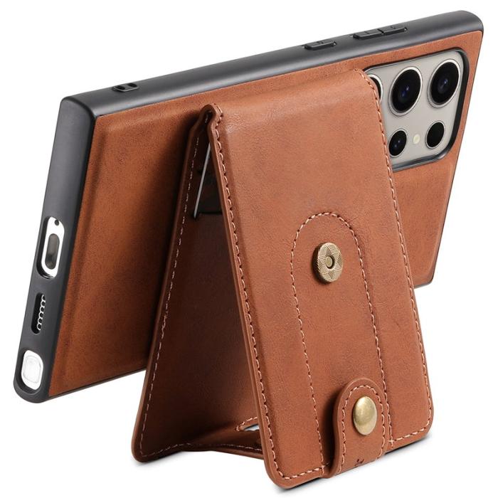 DENIOR - DENIOR D14 Samsung Galaxy S23 Ultra Magnetiskt Fodral PU+PC+TPU Brun